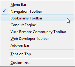 Ensuring Bookmarks toolbar is visible in Firefox